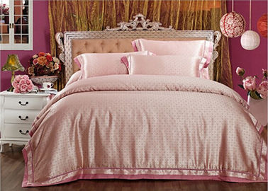 Fronha de almofada de seda do rosa da edredão de roupas de cama luxuosos contemporâneos do fundamento de Tencel