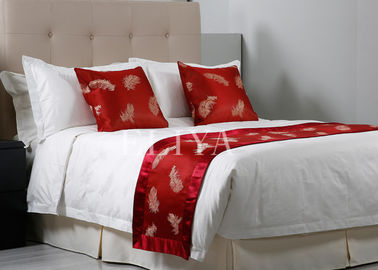 Roupas de cama 100% brancos do hotel do jacquard do algodão do luxo para o grupo de cinco estrelas do fundamento do hotel