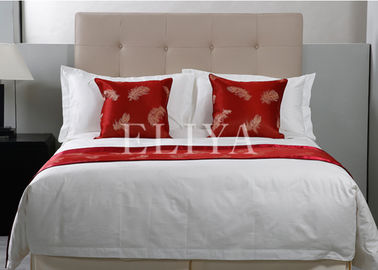 Roupas de cama 100% brancos do hotel do jacquard do algodão do luxo para o grupo de cinco estrelas do fundamento do hotel