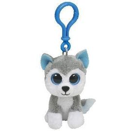 Brinquedo ronco Keychain do luxuoso do bicho de pelúcia do cão, branco cinzento/branco/arroz