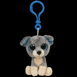 Brinquedo ronco Keychain do luxuoso do bicho de pelúcia do cão, branco cinzento/branco/arroz